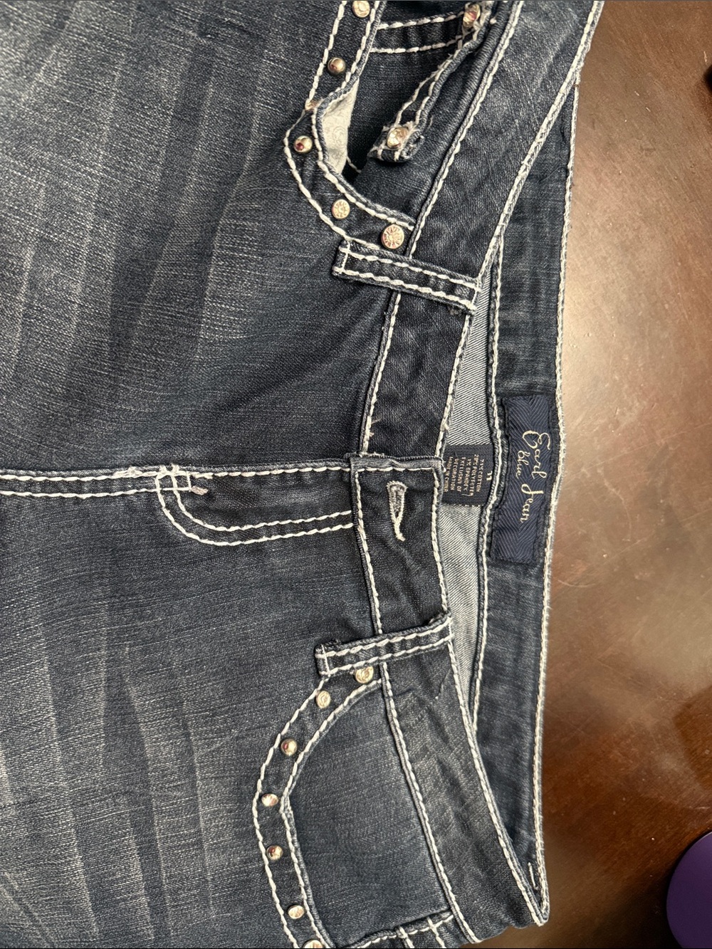 Earl Jeans Women's Boot Cut Dark Indigo with White Stitching